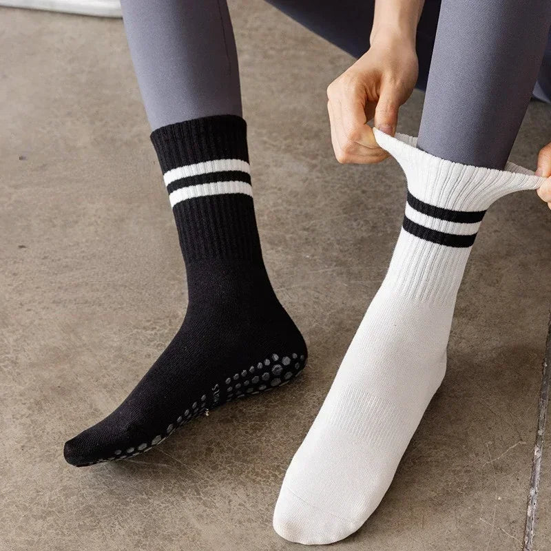 Non-Slip Yoga Socks - Cotton, Mid-Tube, Breathable Fitness Socks