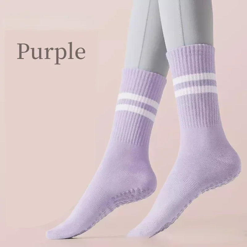 Non-Slip Yoga Socks - Cotton, Mid-Tube, Breathable Fitness Socks