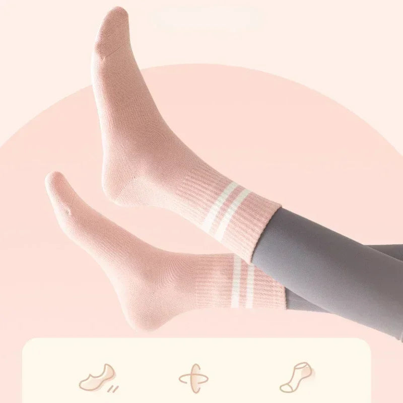 Non-Slip Yoga Socks - Cotton, Mid-Tube, Breathable Fitness Socks