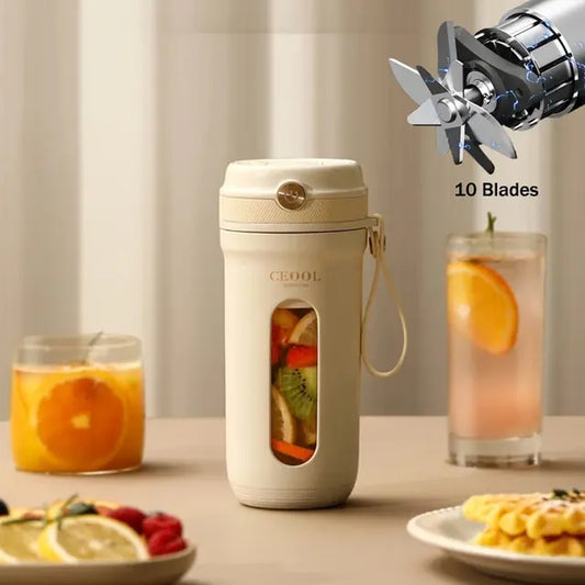 10-Blade Portable Blender - Smoothie, Fruit & Juice Mixer