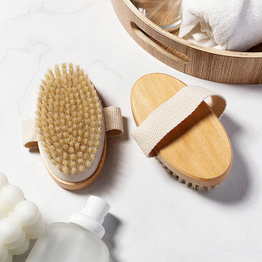 Natural Body Brush - Wet & Dry Skin Bath Massager for Home Spa