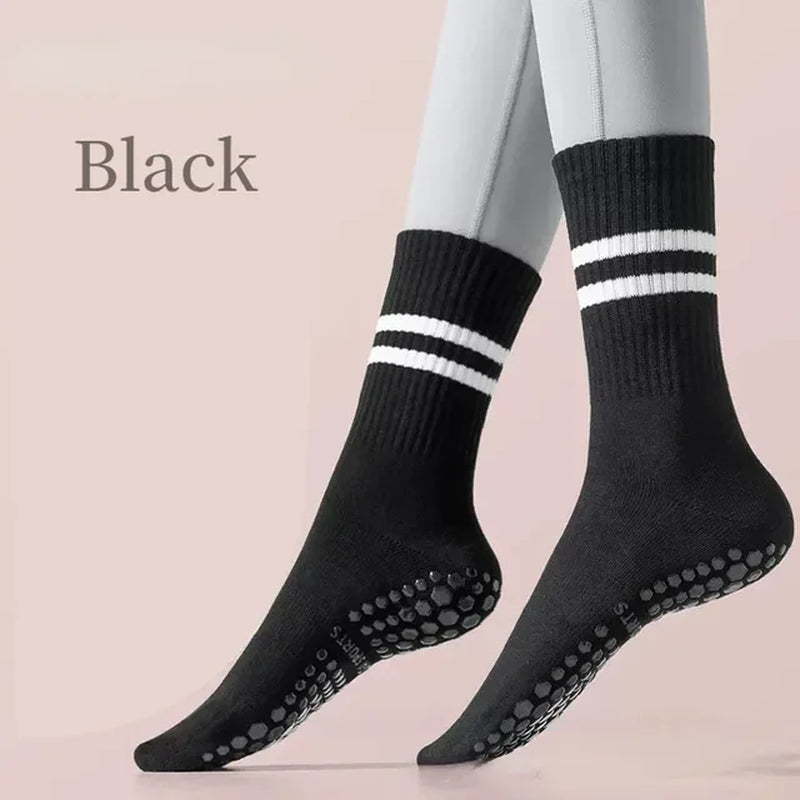 Non-Slip Yoga Socks - Cotton, Mid-Tube, Breathable Fitness Socks